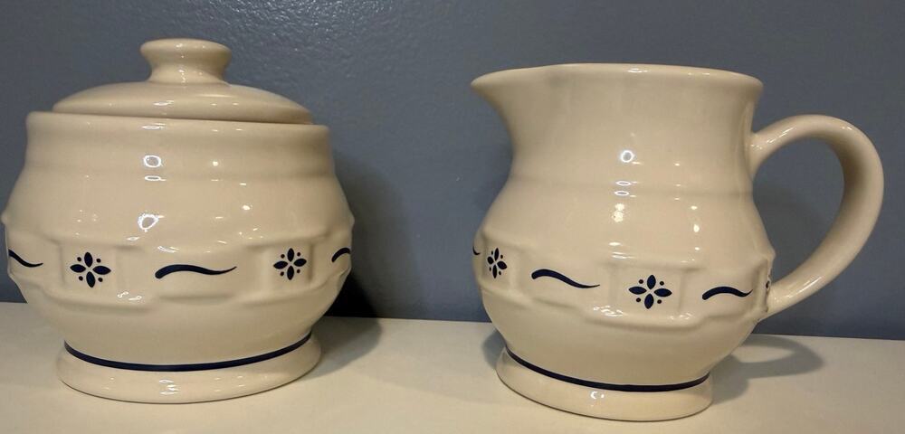 Vintage Longaberger Sugar Bowl and Creamer Pitcher